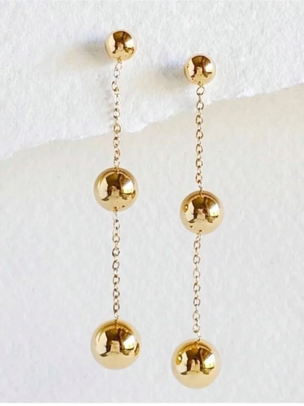 New! Gold Ball Drop Earrings (3048) NWOT